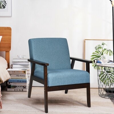 Jocelyn Solid Rubber Wood Fabric Accent Armchair - Image 0