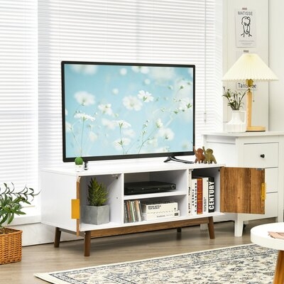 George Oliver Tv Stand Entertainment Media Console W/2 Storage Cabinets & Open Shelves - Image 0
