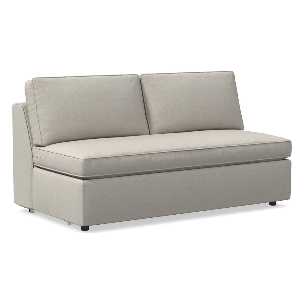 Harris Petite Armless Double Bench, Poly, Performance Basket Slub, Pearl Gray, Concealed Supports - Image 0
