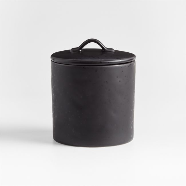 Marin Small Matte Black Stoneware Canister - Image 0
