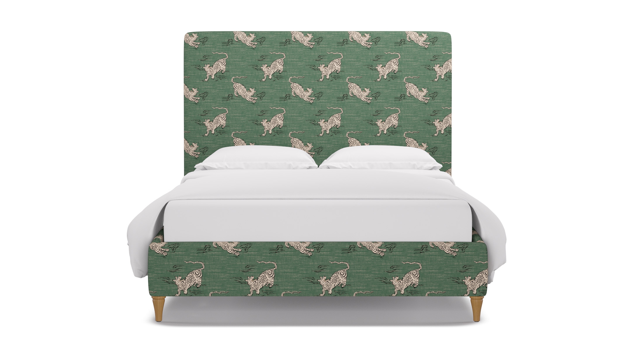 Classic Bed, Emerald Tigresse, Natural Decorative Tapered Leg, Twin - Image 0