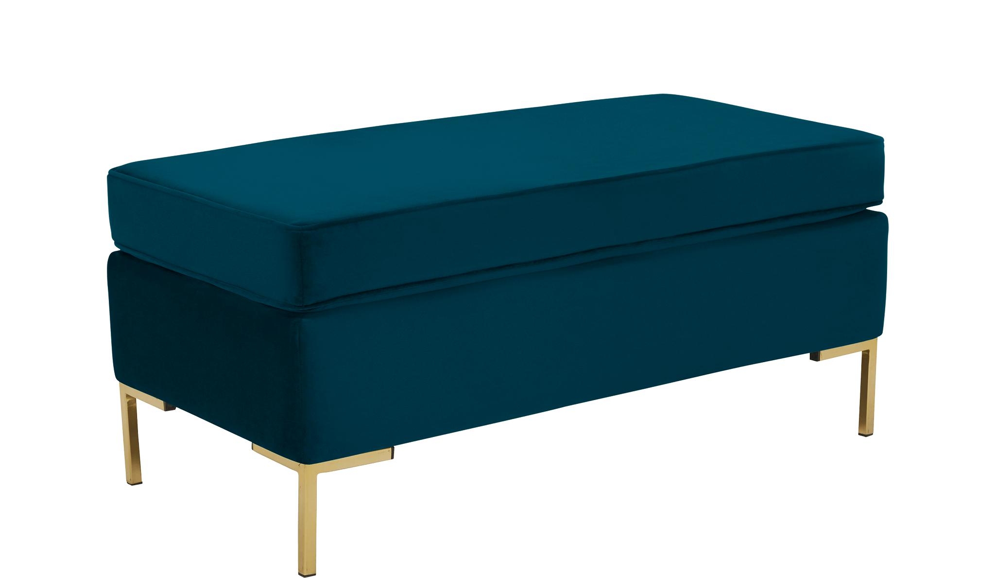 Blue Dee Mid Century Modern Bench with Storage - Key Largo Zenith Teal - Image 1