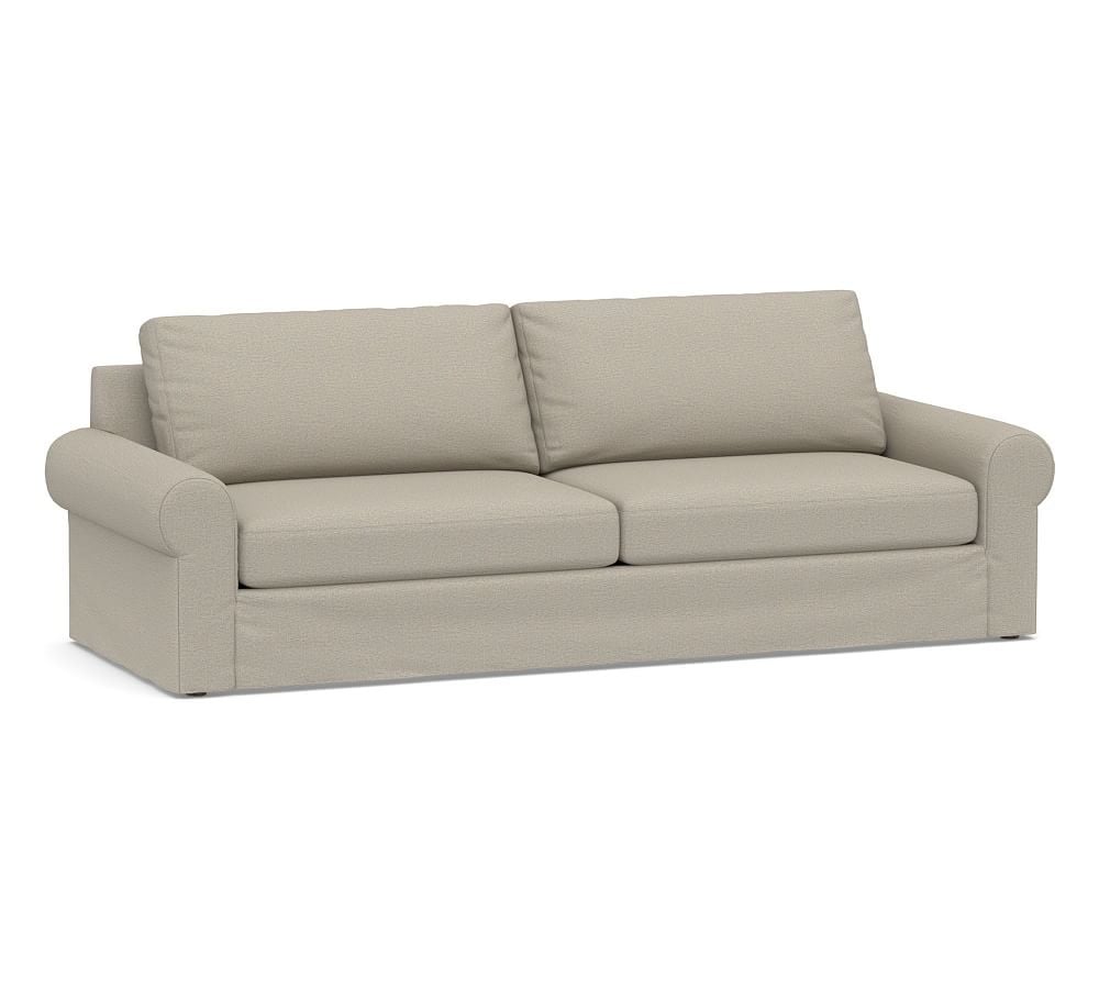 Big Sur Roll Arm Slipcovered Grand Sofa 2-Seater, Down Blend Wrapped Cushions, Performance Boucle Fog - Image 0