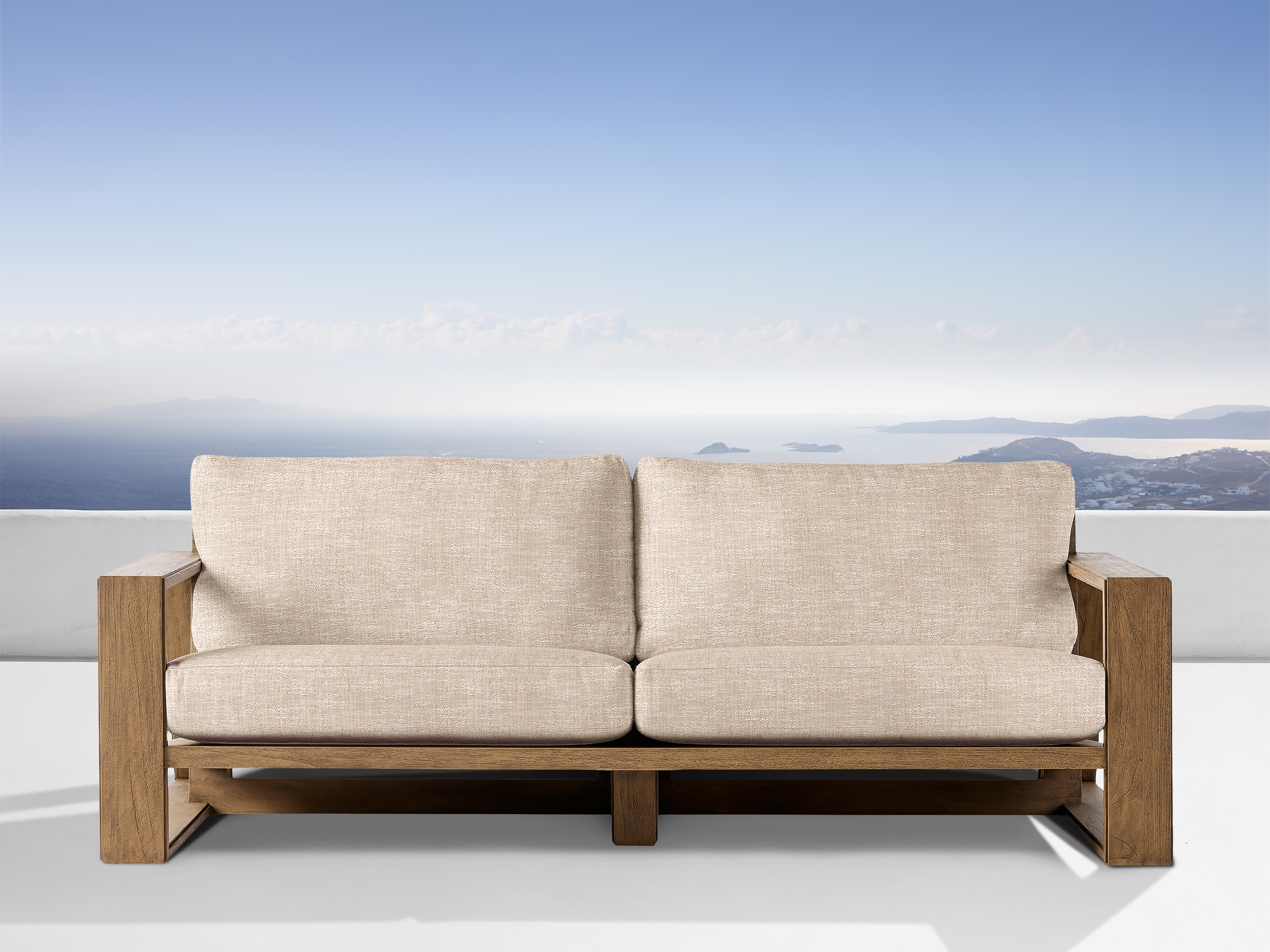 Canyon Outdoor Sofa in Weathered Fawn Teak Natural  Priano Malt/86" - Image 0