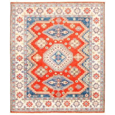 One-of-a-Kind Hypoluxo Hand-Knotted 2010s Gazni Red/Blue 8' x 9'6" Wool Area Rug - Image 0