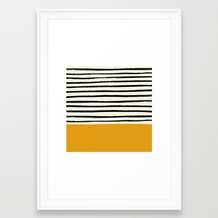 Fall Pumpkin X Stripes Framed Art Print by Leah Flores - Scoop White - Small 13" x 19"-15x21 - Image 0
