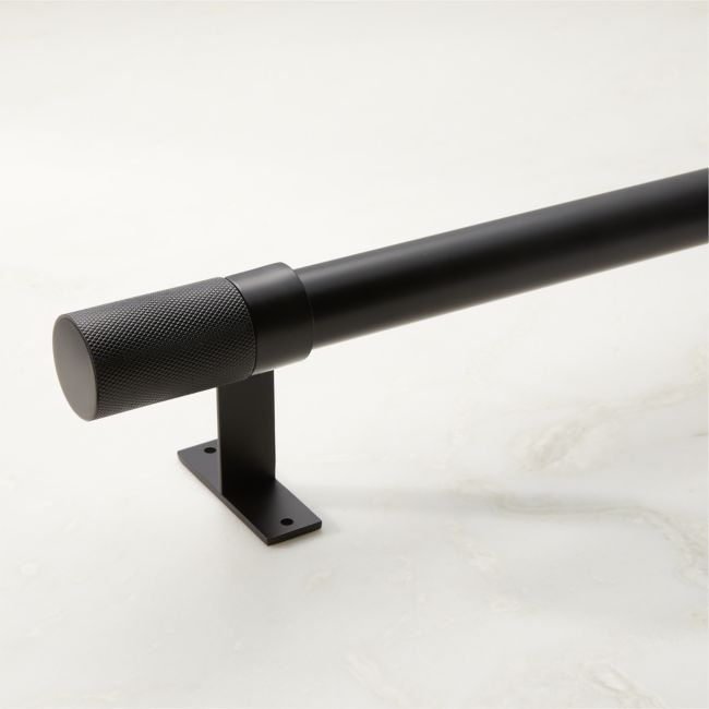 Porter Single Matte Black Curtain Rod with Knurled Finial 88''-120''x1.25'' - Image 0