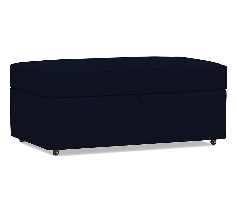 Buchanan Upholstered Cocktail Storage Ottoman, Polyester Wrapped Cushions, Performance Everydaylinen(TM) Navy - Image 0
