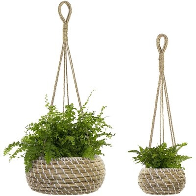 Seagrass Hanging Planter 2-Piece Set, Waterproof Country Decor, Indoor/Outdoor Use, Plant Hanging Basket, Handmade, Flower Basket, Plant Hanger, Woven Appearance, Sturdy, No Assembly Required - Image 0