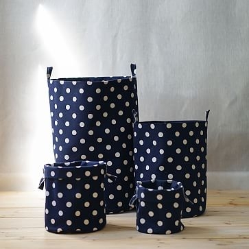 Griffin Savoy Blue Dot 12oz. Double Sided Cotton Canvas Storage Bin, Small - Image 3