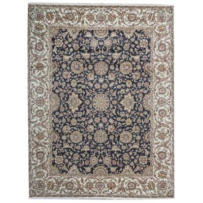 One-of-a-Kind Sona Hand-Knotted Black / Cream 9'2" x 11'10" Wool Area Rug - Image 0