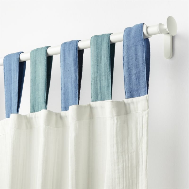 96" Blue Tab Muslin Curtain Panel - Image 1