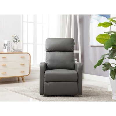 Living Room Recliner Manual Reclining Upholstered Seat Contemporary PU Leather Single Sofa Home Theater Seat (Gray - Image 0