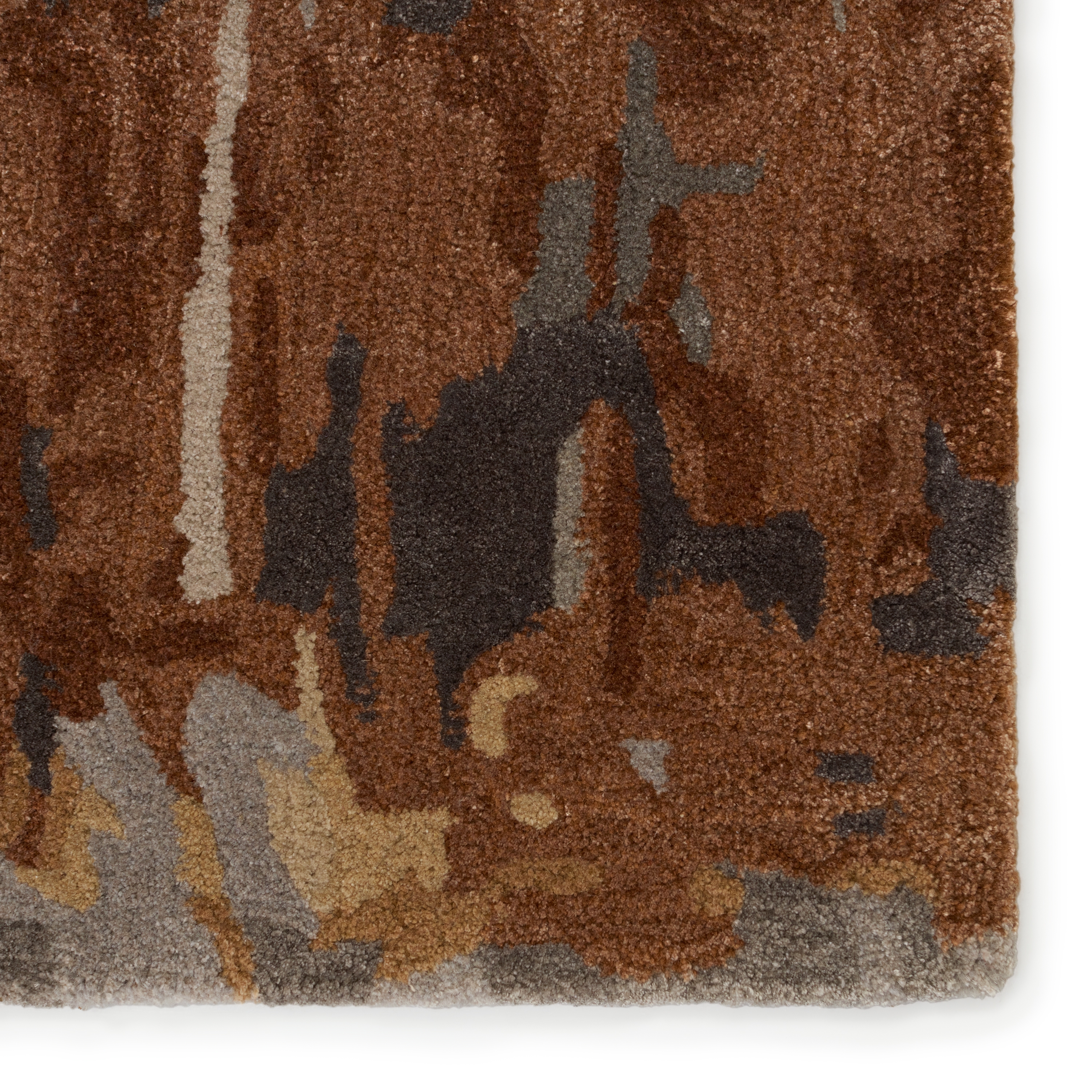 Prause Handmade Abstract Gray/ Bronze Area Rug (8'X11') - Image 3