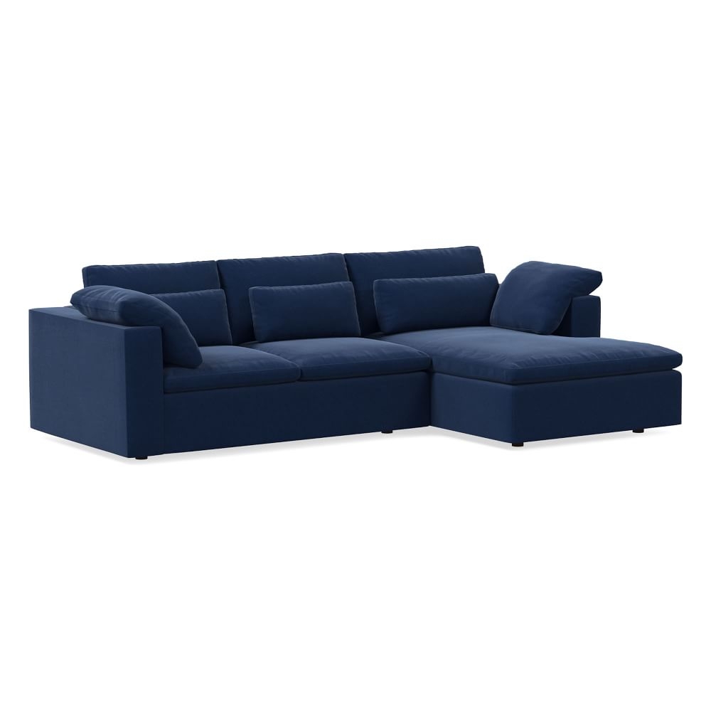 Harmony Modular 122" Right Multi Seat 2-Piece Chaise Sectional, Standard Depth, Performance Velvet, Ink Blue - Image 0