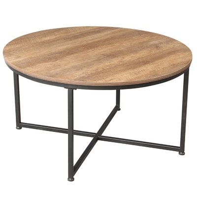 Modern Stylish Wood Color Round Coffee Table Living Room Decorative Furniture - Image 0