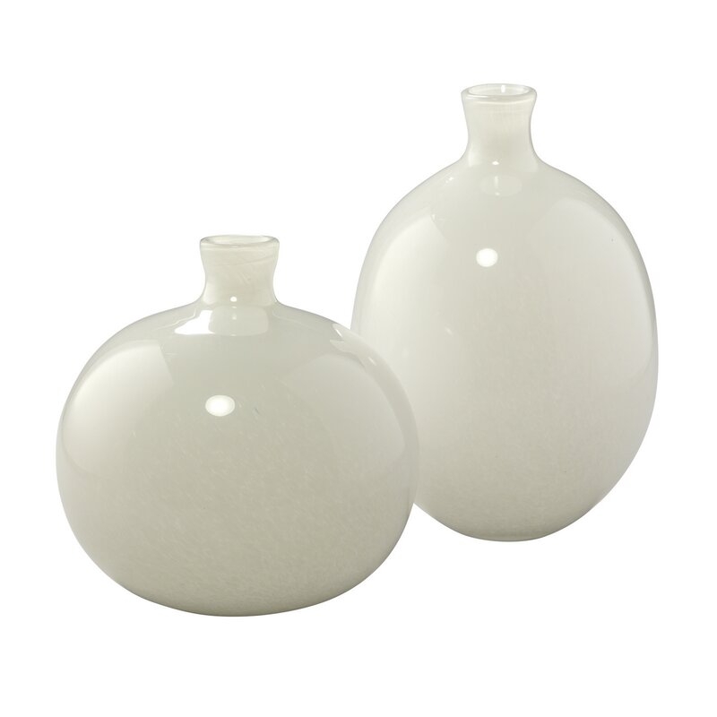 Minx Decorative 2 Piece Table Vase Set Color: White - Image 0