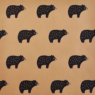 Chubby Bear Kraft Wallpaper by Nathan Turner, Black - Image 0