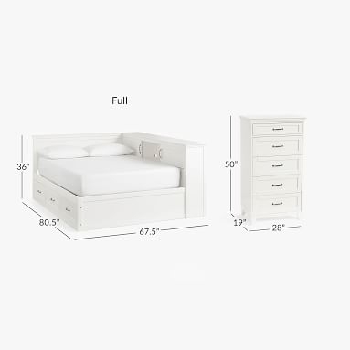 Hampton Corner Storage Bed & 5 Drawer Tall Dresser Set, Queen, Brushed Fog, In-Home - Image 1