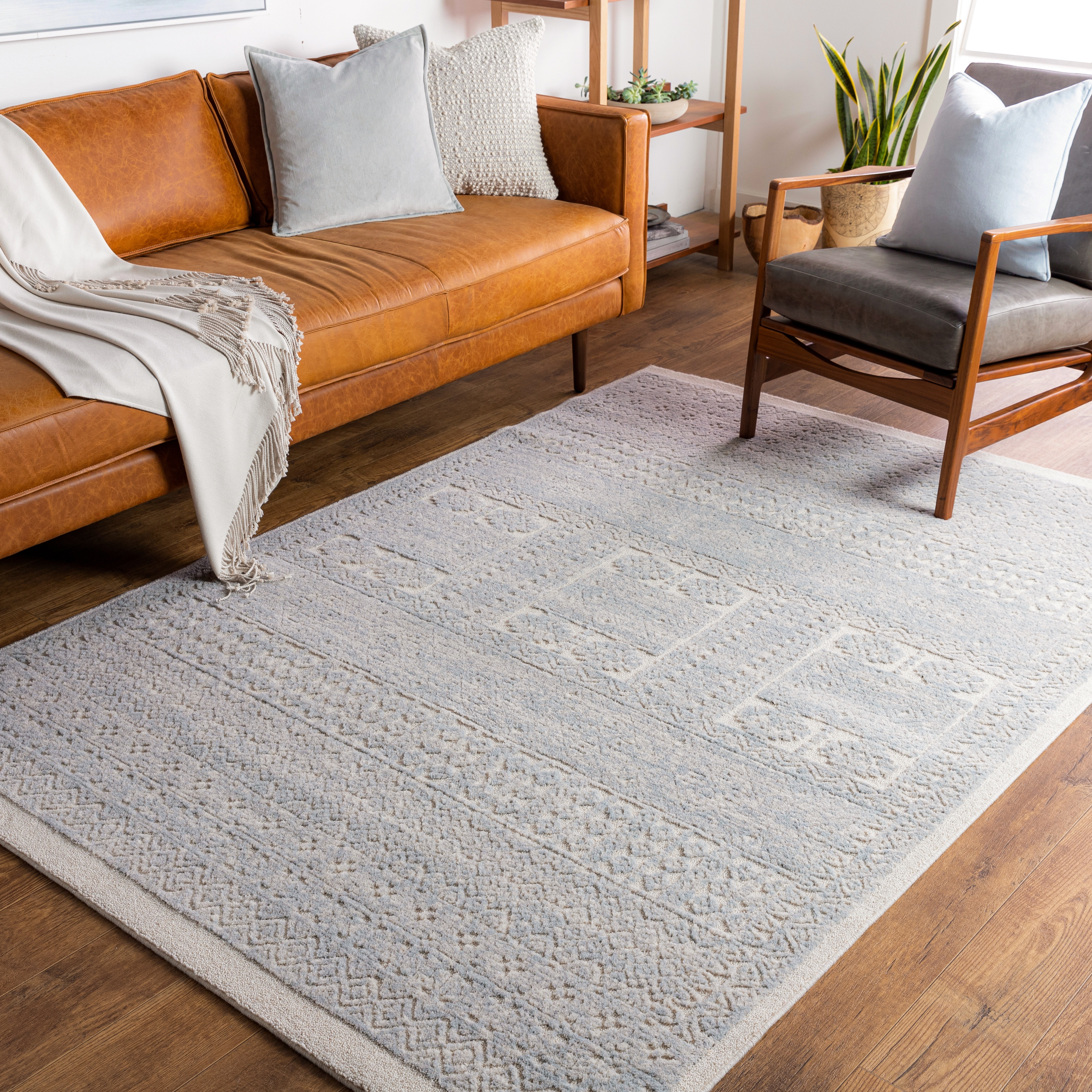 Flux Blue Indoor 2' x 2'11" Machine Woven Rug - Image 1