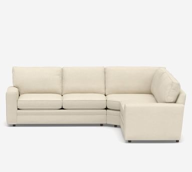 Pearce Square Arm Upholstered 3-Piece L-Shaped Wedge Sectional, Down Blend Wrapped Cushions, Performance Heathered Basketweave Navy - Image 2