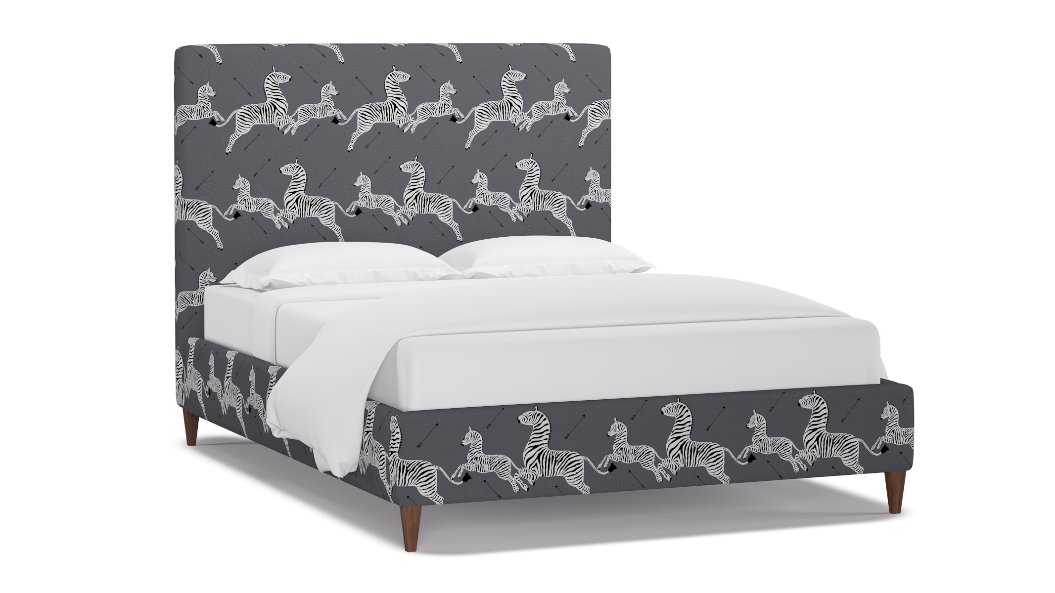 Classic Bed, Slate Zebra, Walnut Square Tapered Leg, Queen - Image 1