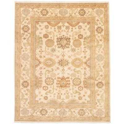 One-of-a-Kind Desitny Hand-Knotted New Age 8' x 10' Wool Area Rug in Cream - Image 0