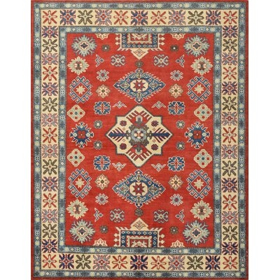 One-of-a-Kind Hand-Knotted Kazak Red 5'2'' x 6'7'' Wool Area Rug - Image 0