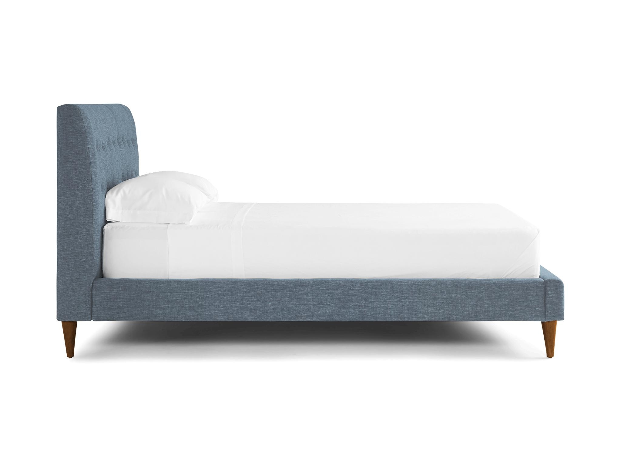Blue Eliot Mid Century Modern Bed - Plush Mist - Mocha - Cal King - Image 2