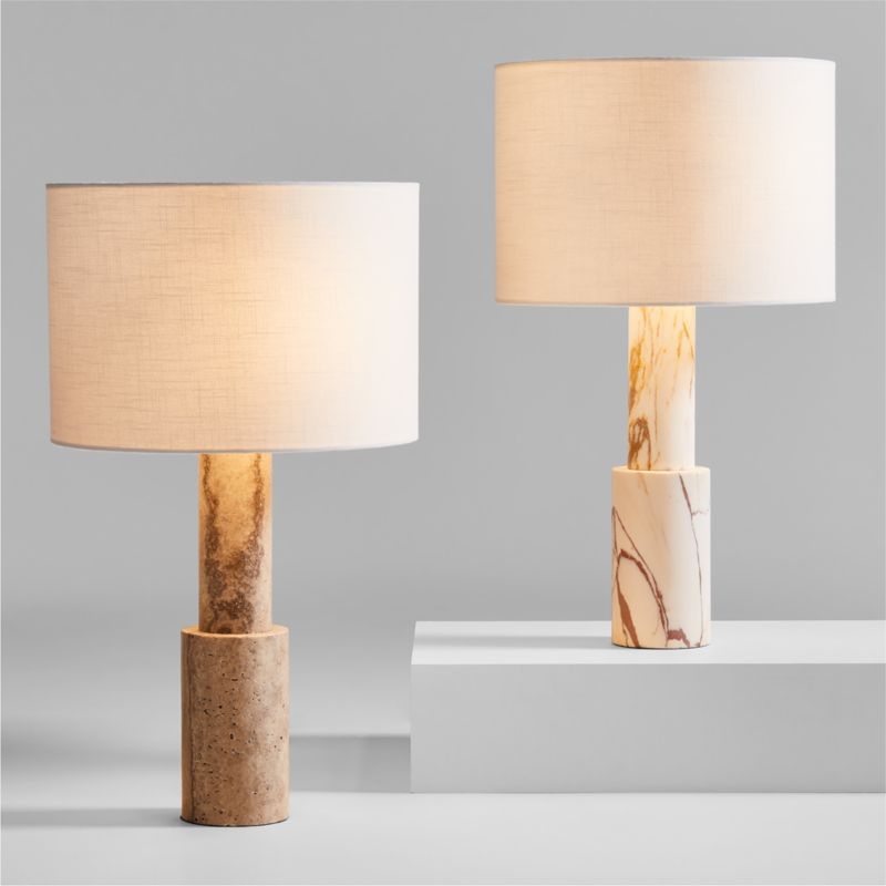 Jorgen Silver Travertine Table Lamp 28" - Image 1