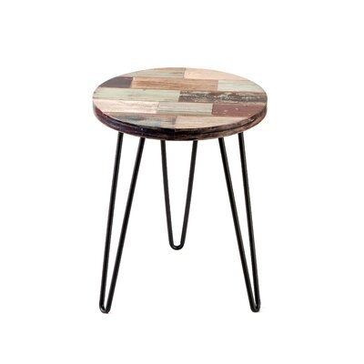 Parkman End Table With Hairpin Table Legs, 16" X 16" X 20" Heigh, Brick Round - Image 0