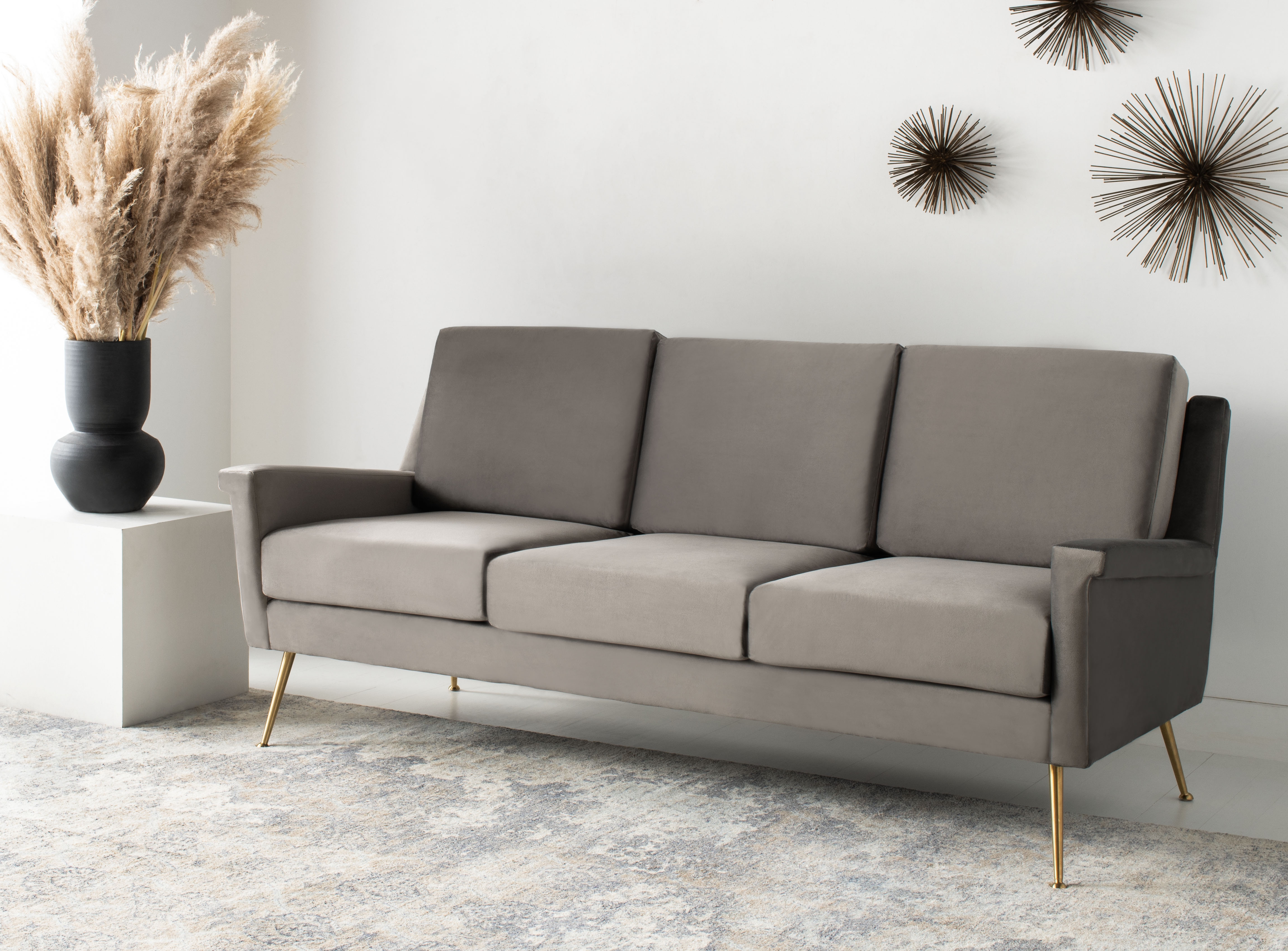 Peridot Velvet Modern Sofa - Dark Grey - Arlo Home - Image 1