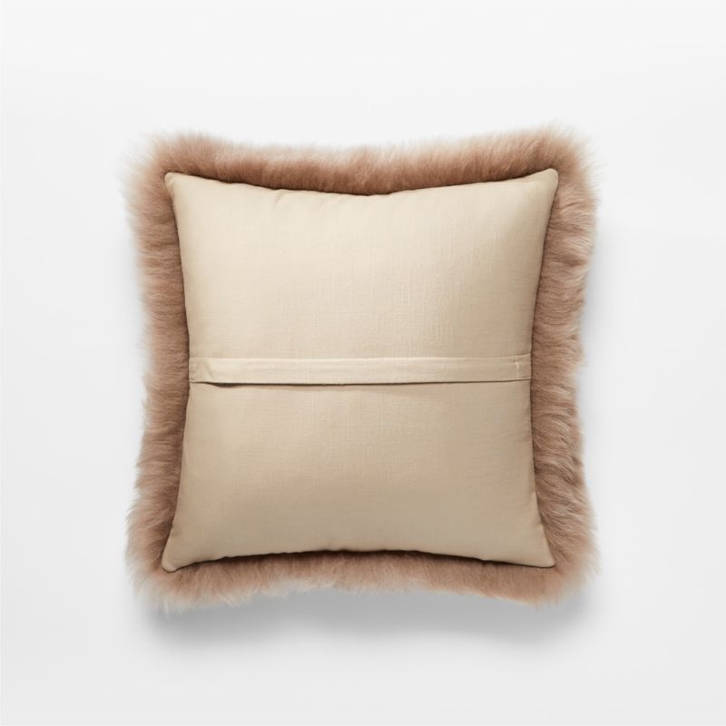 Shorn Taupe Sheepskin Fur Throw Pillow with Down-Alternative Insert 16" - Image 2