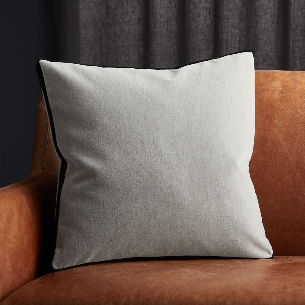 18" Bardo Light Grey Velvet Pillow with Down-Alternative Insert - Image 0
