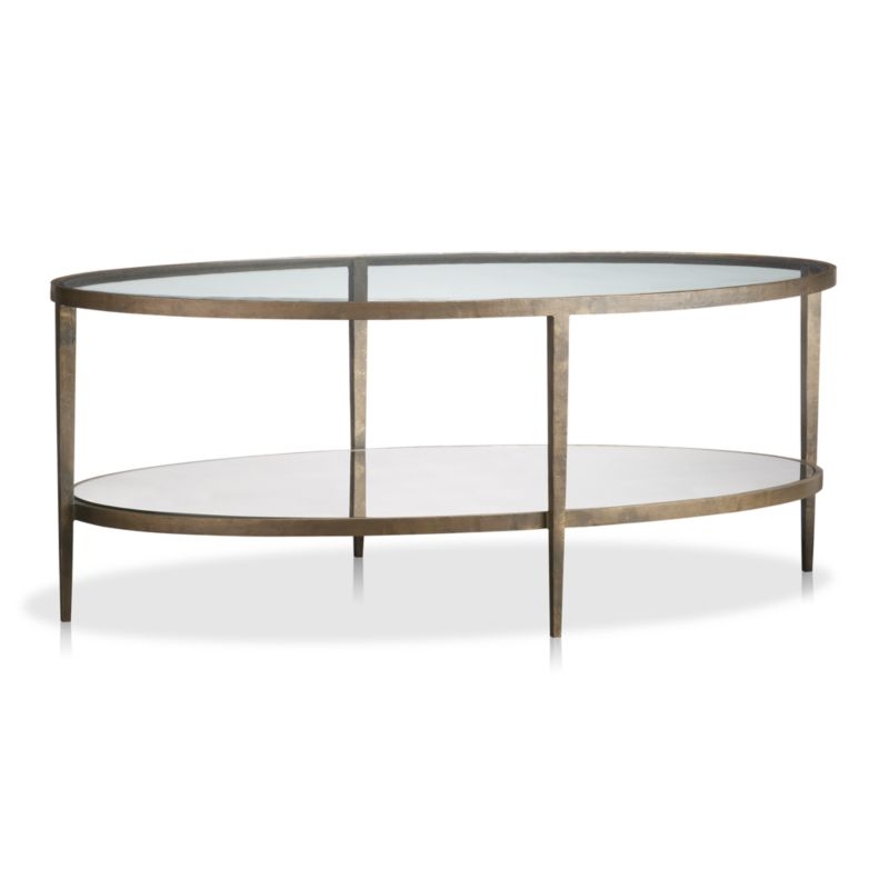 Clairemont Metal and Glass 48" Oval Coffee Table with Shelf - Image 10