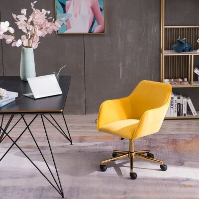 Velvet Home Office Chair With Gold Metal Legs - Image 0
