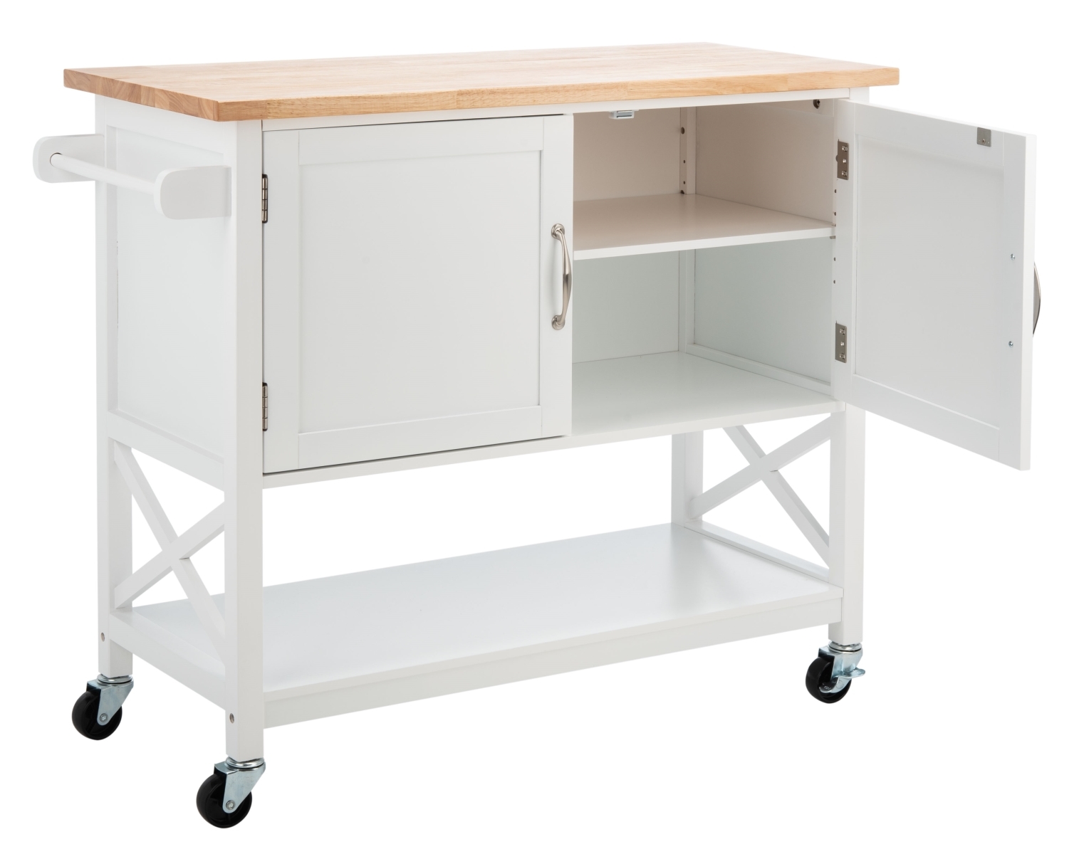 Kesler 2 Door 1 Shelf Cart - White / Natural - Safavieh - Image 4