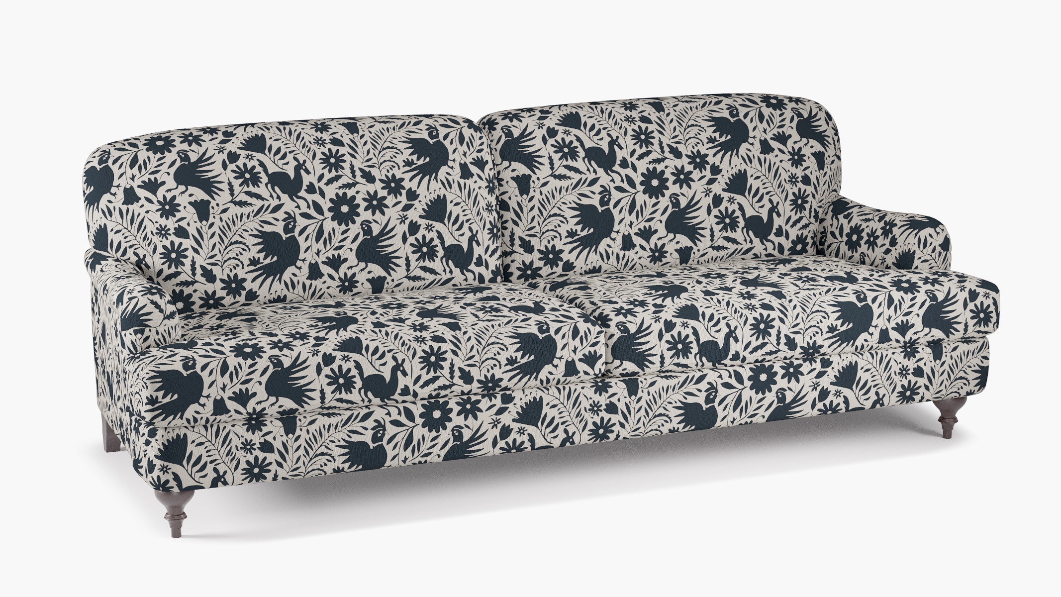 English Roll Arm Sofa, Ink Frida, Espresso Turned Wood Leg - Image 1