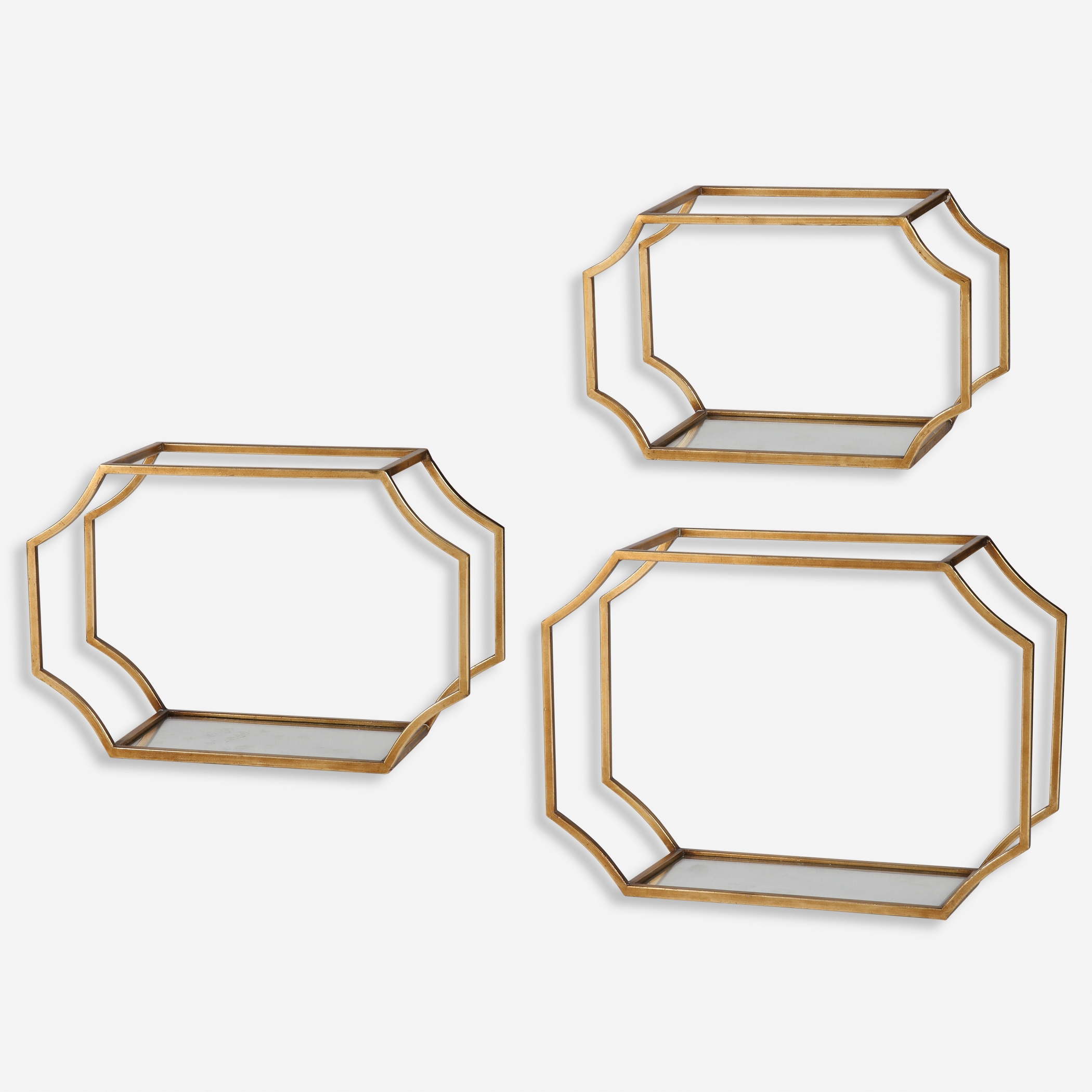 Lindee Gold Wall Shelves Set/3 - Image 0