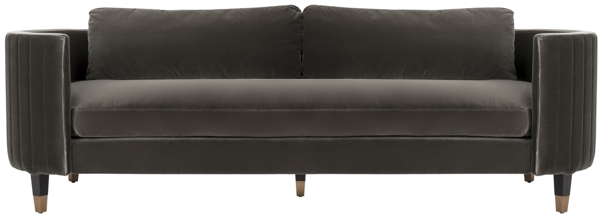 Winford Velvet Sofa - Shale / Black - Safavieh - Image 0