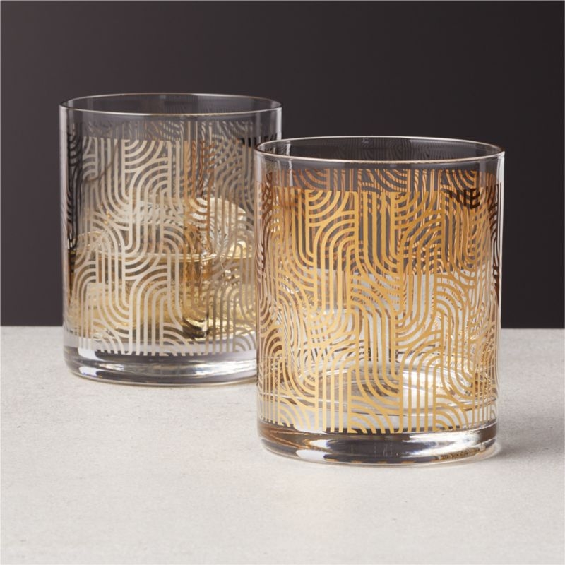 Lindy Gold Metallic Double Old-Fashioned Glass - Image 1