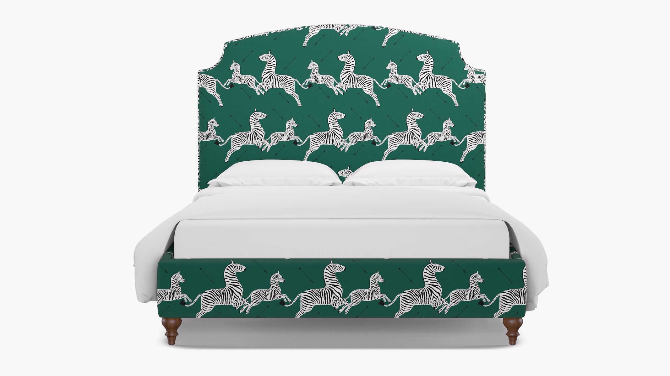 Cove Bed, Emerald Zebra, Walnut Traditional Turned Leg, Queen - Image 0