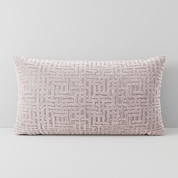 Allover Crosshatch Jacquard Velvet Pillow Cover, 12"x21", Misty Rose - Image 0