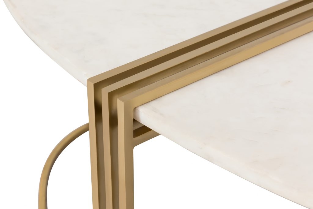 Caleb Oval White Marble Cocktail Table - Image 4