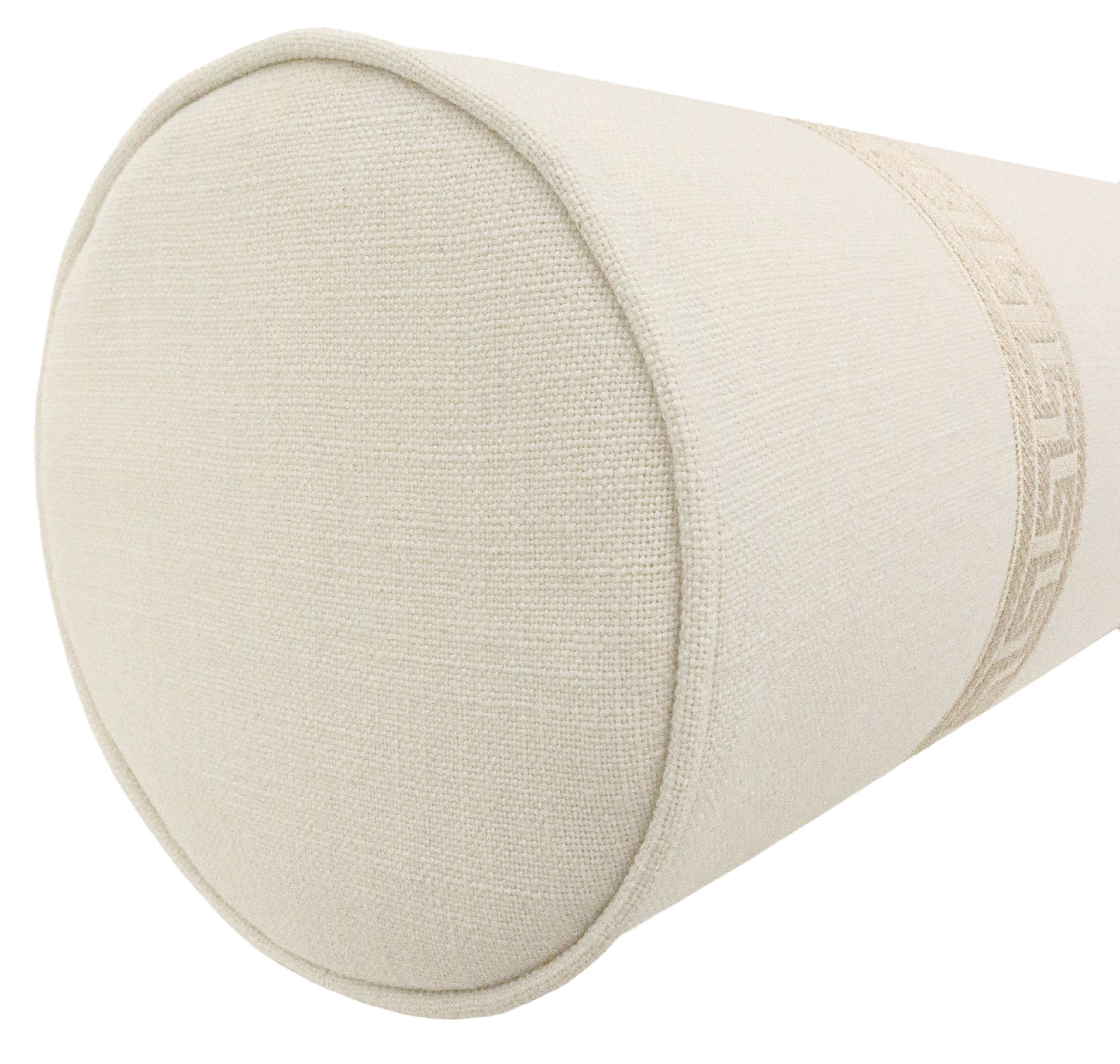 THE BOLSTER :: SIGNATURE LINEN // BONE + GREEK KEY TRIM // CASHMERE - TWIN XL // 9" X 30" - Image 2