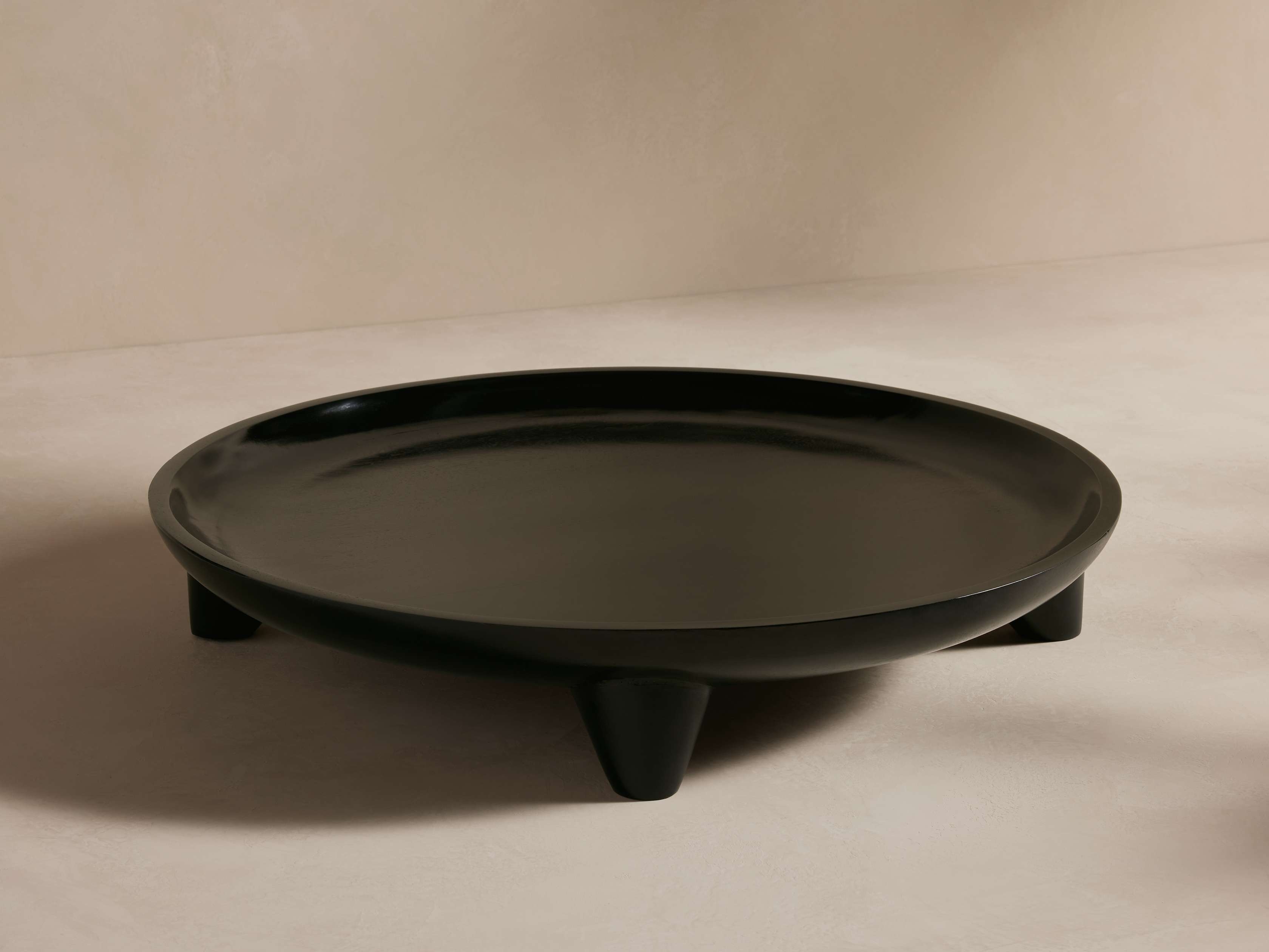 Calliope Round Tray in Natural Wood Small Black   - Image 0