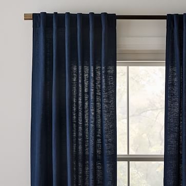 Textured Luxe Linen Curtain, Midnight, 48"x108" - Image 3