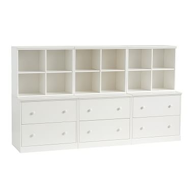Cameron 3 Cubby &amp; 3 Double Drawer Base Set, Simply White, Flat Rate - Image 0