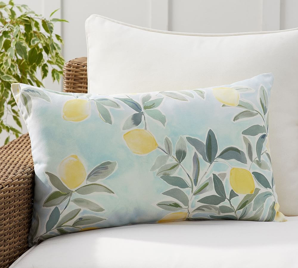 Rebecca Atwood Lemon Lumbar Indoor/Outdoor Pillow, 26" x 16", Multi - Image 0
