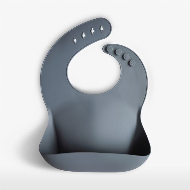 Mushie Blue Silicone Baby Bib - Image 0